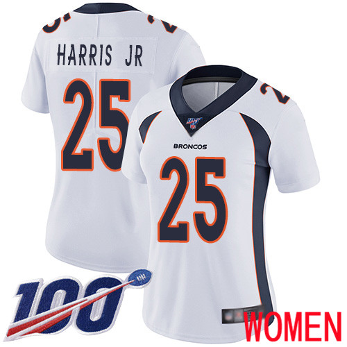 Women Denver Broncos #25 Chris Harris Jr White Vapor Untouchable Limited Player 100th Season Football NFL Jersey